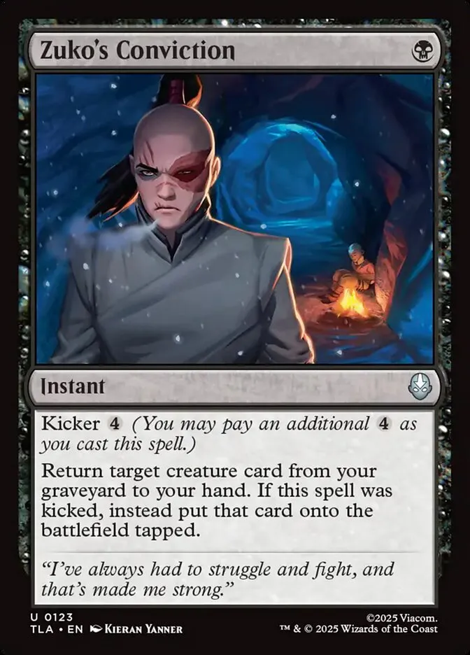 2025 Avatar: The Last Airbender Zuko's Conviction #123 uncommon card image