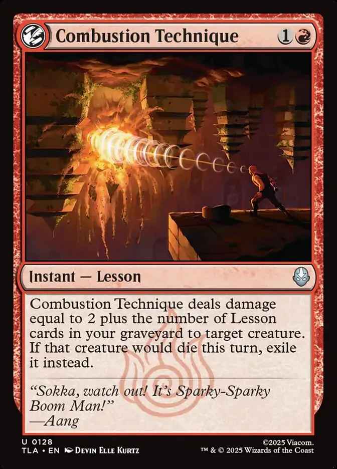 2025 Avatar: The Last Airbender Combustion Technique #128 uncommon card image