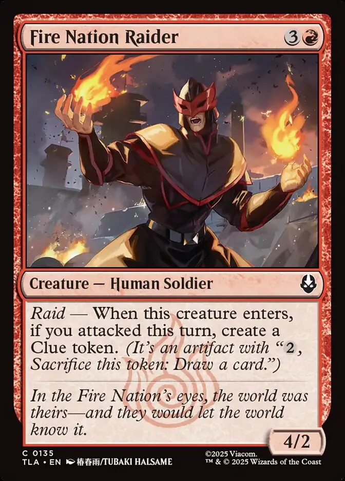 2025 Avatar: The Last Airbender Fire Nation Raider #135 common card image