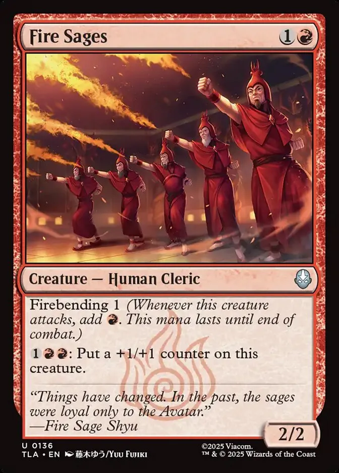 2025 Avatar: The Last Airbender Fire Sages #136 uncommon card image
