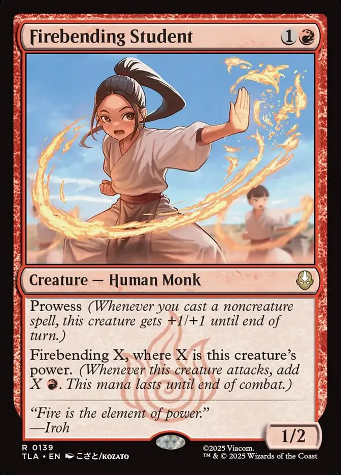 2025 Avatar: The Last Airbender Firebending Student rare #139 rare card image