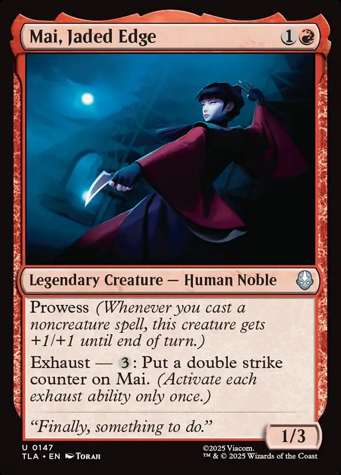 2025 Avatar: The Last Airbender Mai, Jaded Edge #147 uncommon card image