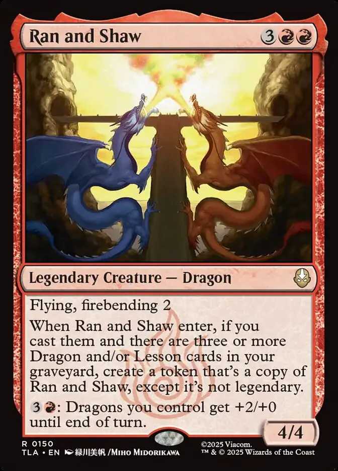 2025 Avatar: The Last Airbender Ran and Shaw rare #150 rare card image