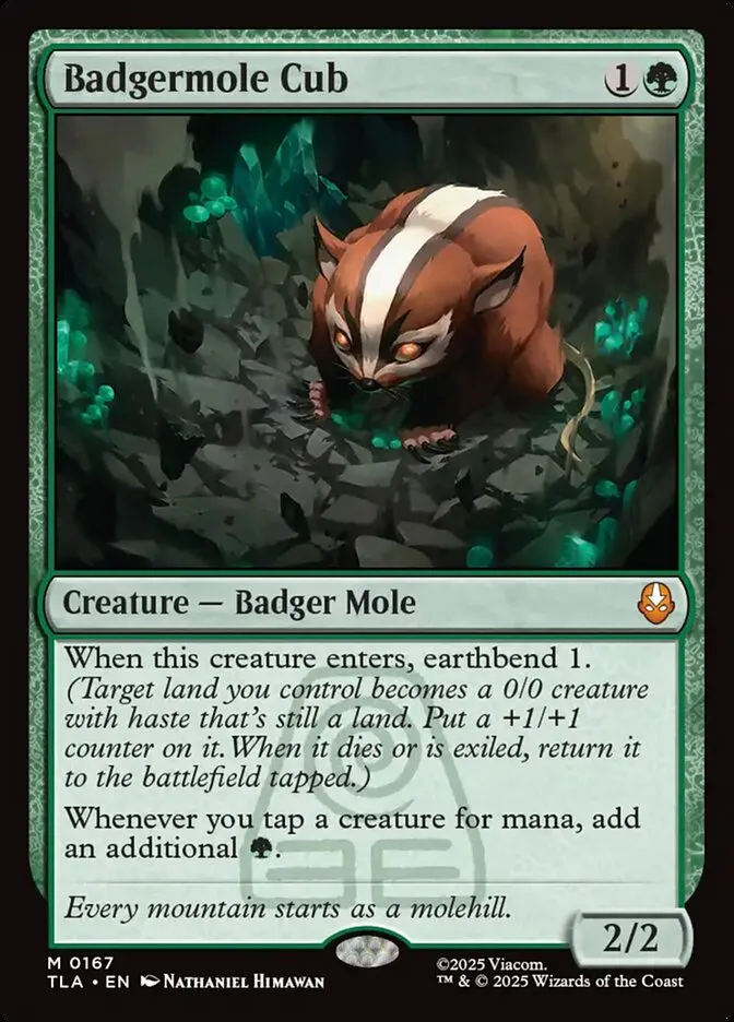 2025 Avatar: The Last Airbender Badgermole Cub [Foil] mythic #167 mythic card image