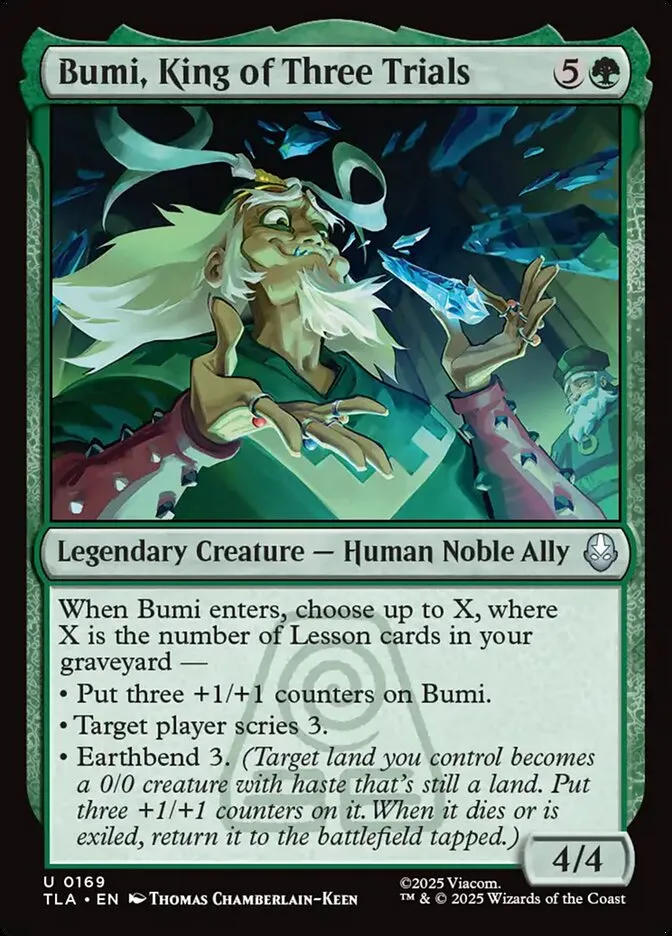 2025 Avatar: The Last Airbender Bumi, King of Three Trials #169 uncommon card image