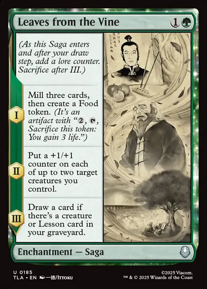 2025 Avatar: The Last Airbender Leaves from the Vine #185 uncommon card image