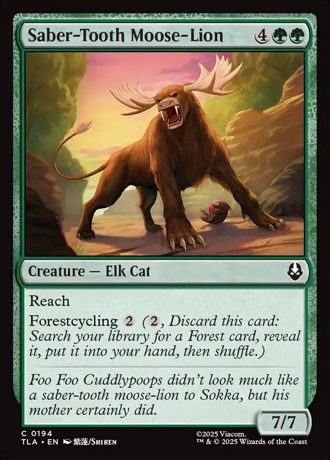 2025 Avatar: The Last Airbender Saber-Tooth Moose-Lion #194 common card image