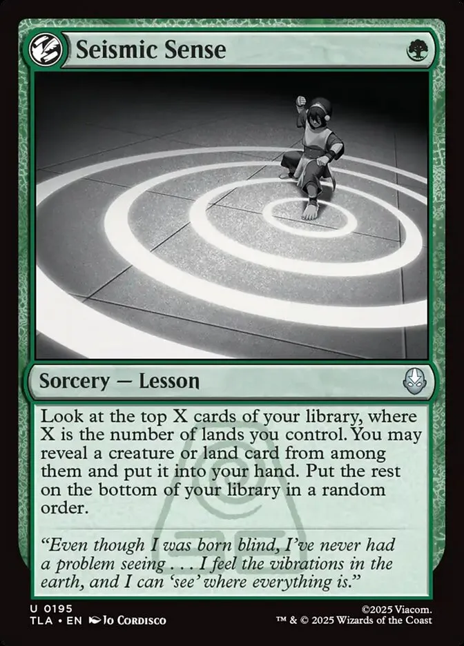 2025 Avatar: The Last Airbender Seismic Sense #195 uncommon card image