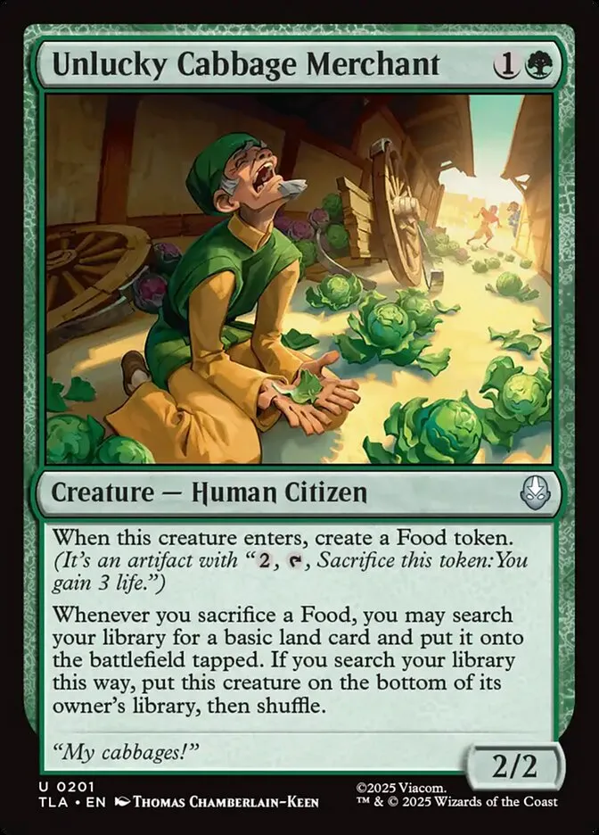 2025 Avatar: The Last Airbender Unlucky Cabbage Merchant #201 uncommon card image