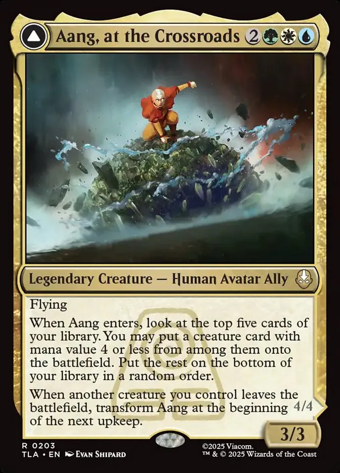2025 Avatar: The Last Airbender Aang, at the Crossroads // Aang, Destined Savior rare #203 rare card image