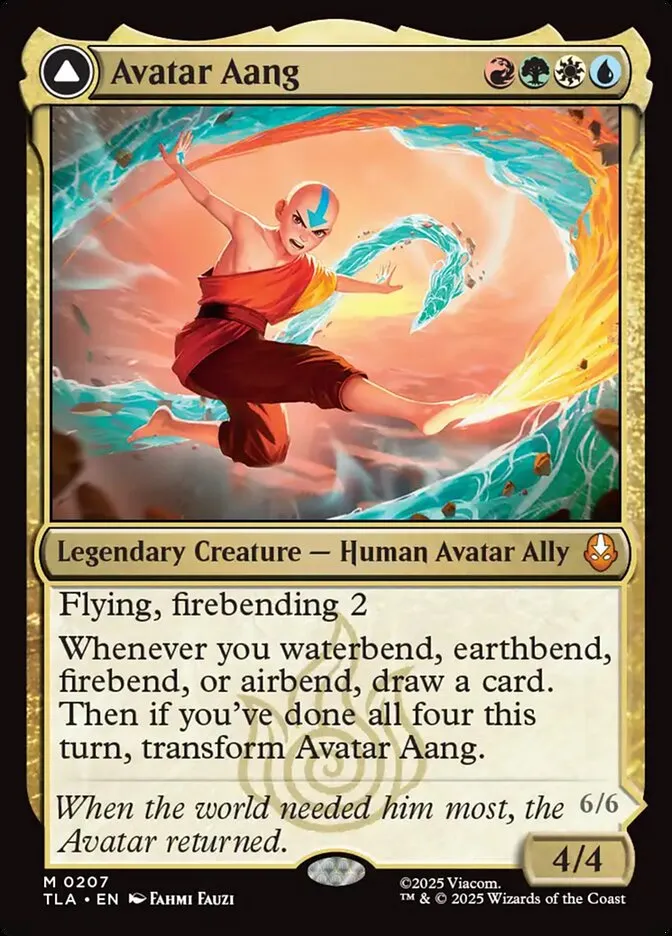 2025 Avatar: The Last Airbender Avatar Aang // Aang, Master of Elements #207 mythic card image