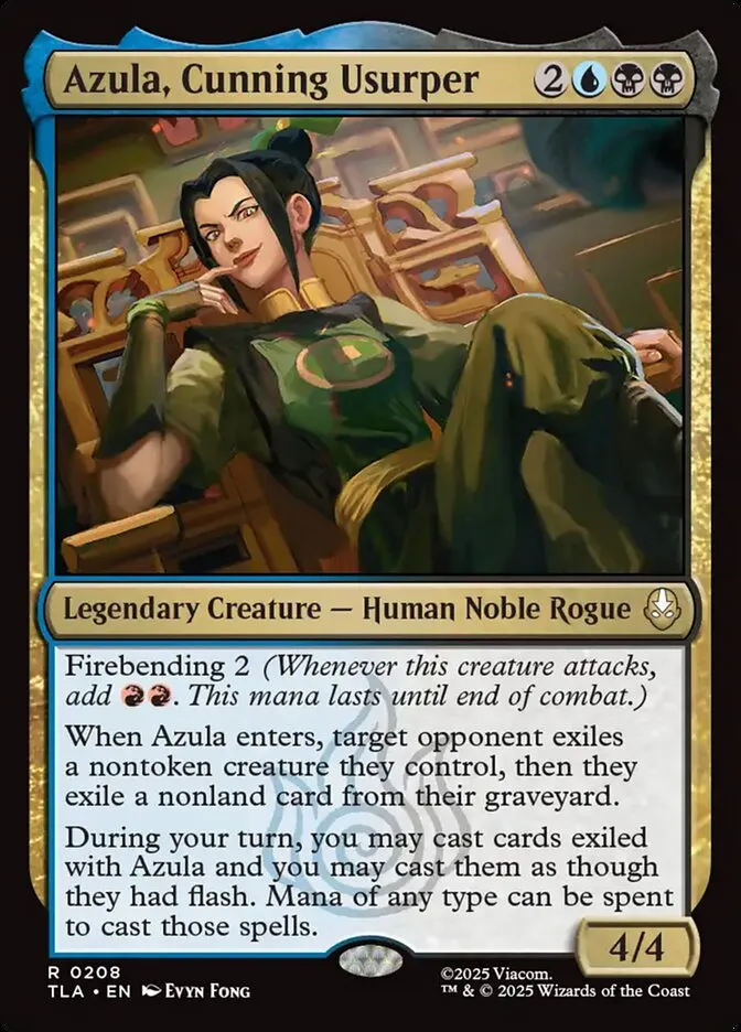 2025 Avatar: The Last Airbender Azula, Cunning Usurper rare #208 rare card image