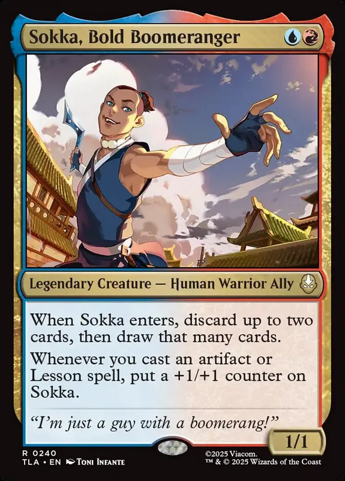2025 Avatar: The Last Airbender Sokka, Bold Boomeranger #240 rare card image