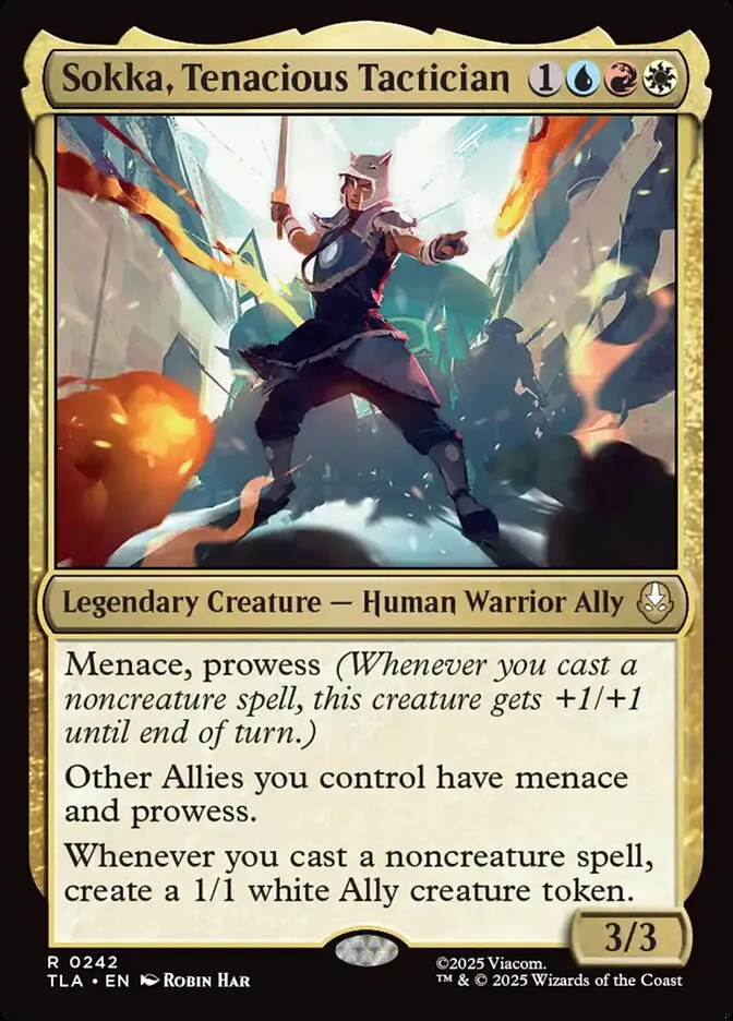 2025 Avatar: The Last Airbender Sokka, Tenacious Tactician #242 rare card image