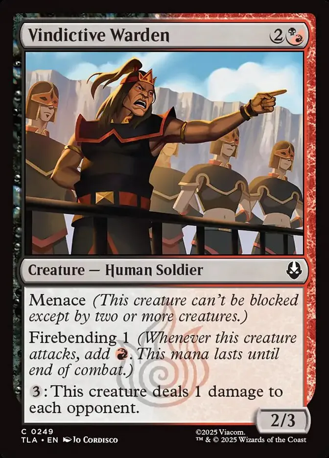 2025 Avatar: The Last Airbender Vindictive Warden #249 common card image