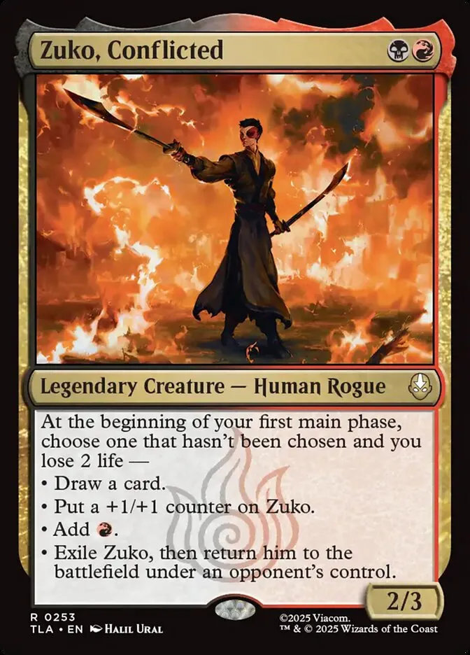 2025 Avatar: The Last Airbender Zuko, Conflicted #253 rare card image