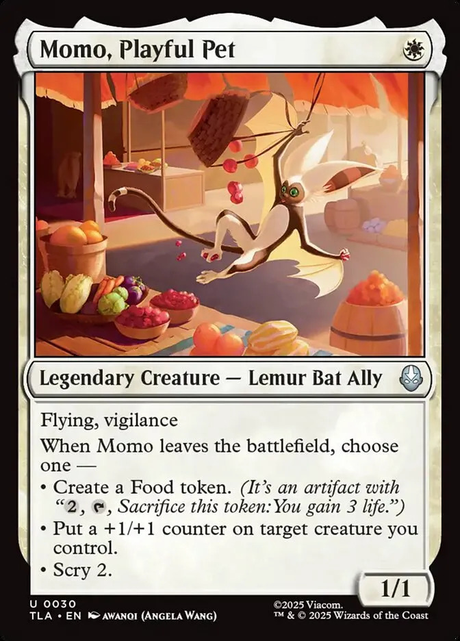2025 Avatar: The Last Airbender Momo, Playful Pet [Foil] uncommon #30 uncommon card image