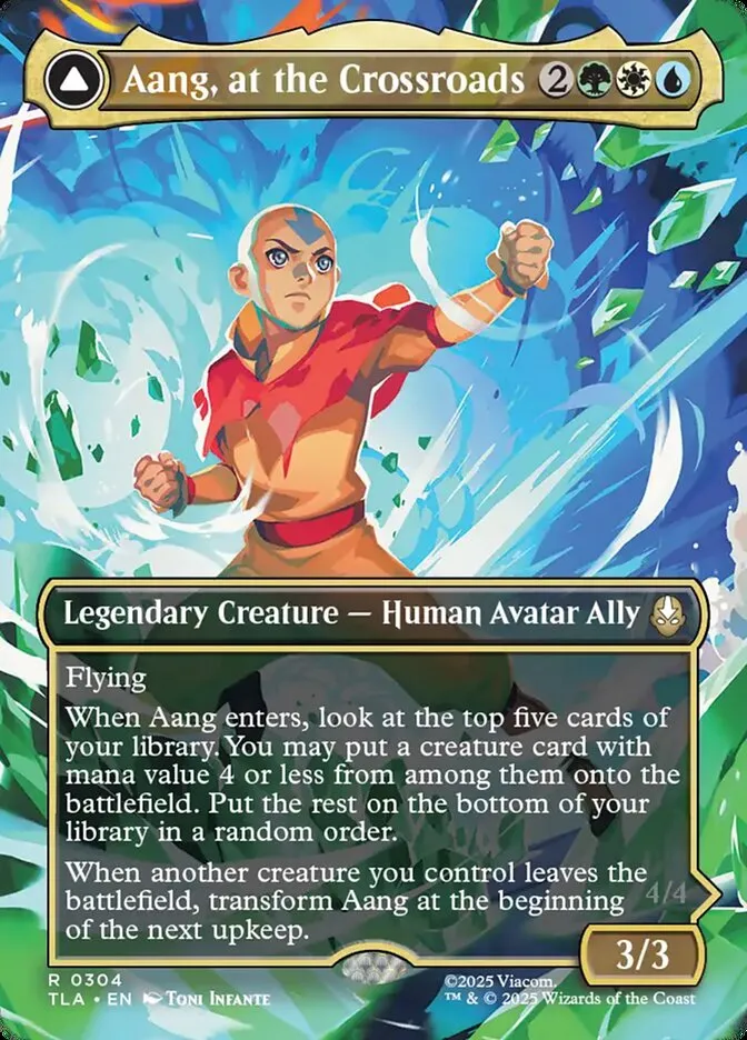 2025 Avatar: The Last Airbender Aang, at the Crossroads // Aang, Destined Savior rare #304 rare card image