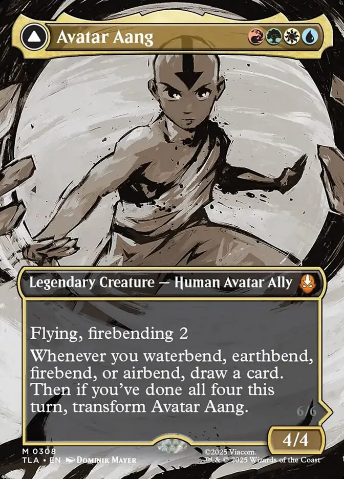 2025 Avatar: The Last Airbender Avatar Aang // Aang, Master of Elements mythic #308 mythic card image