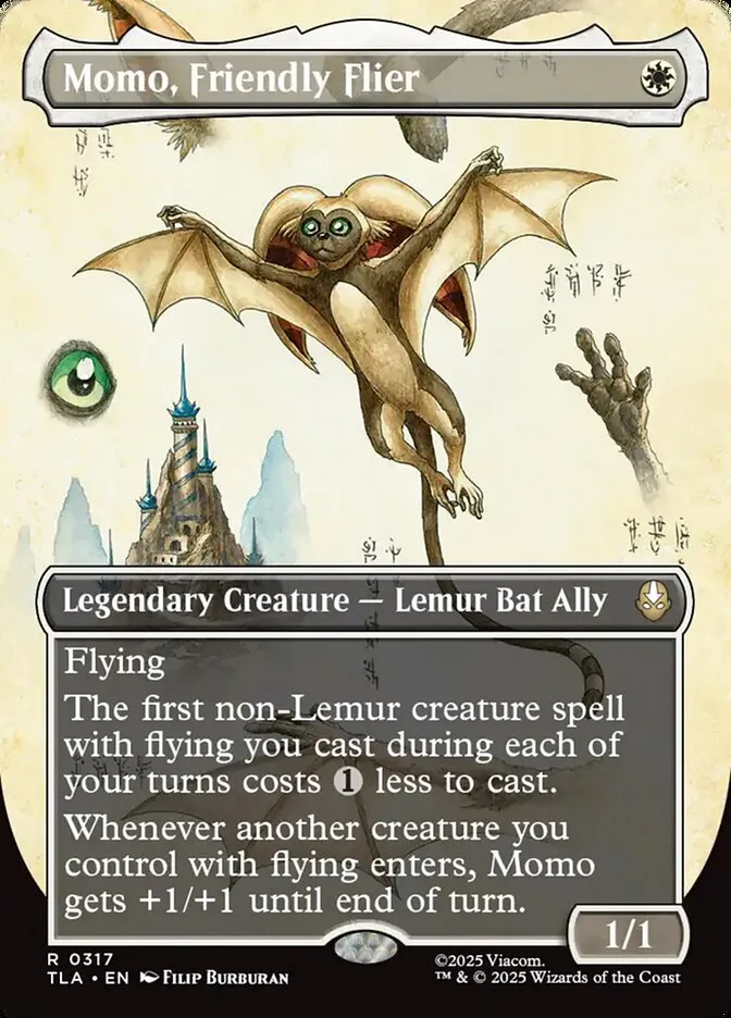 2025 Avatar: The Last Airbender Momo, Friendly Flier rare #317 rare card image