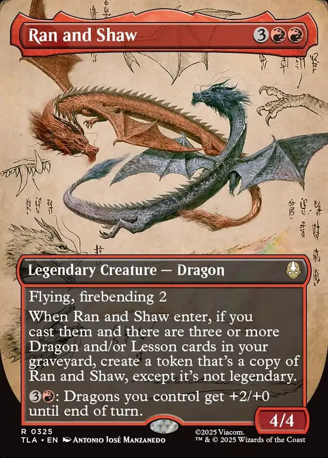 2025 Avatar: The Last Airbender Ran and Shaw rare #325 rare card image