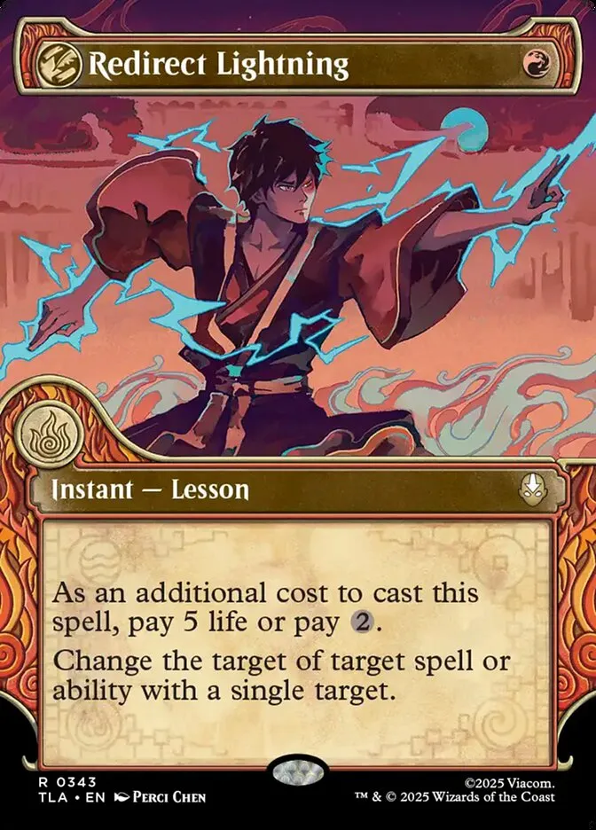2025 Avatar: The Last Airbender Redirect Lightning rare #343 rare card image