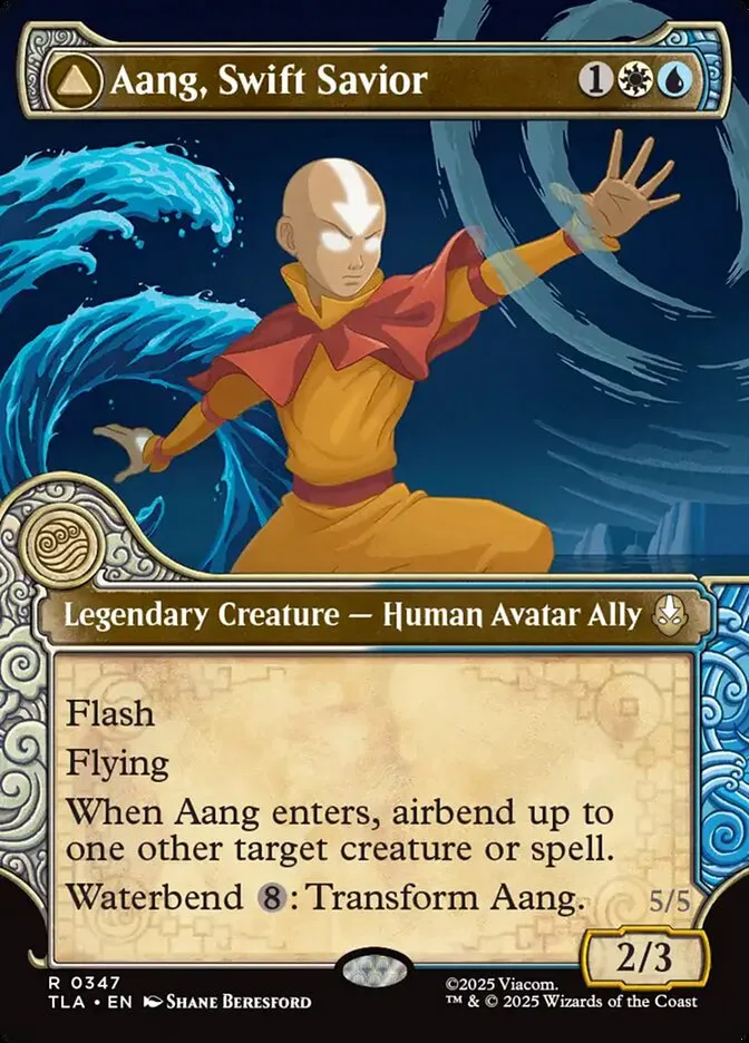 2025 Avatar: The Last Airbender Aang, Swift Savior // Aang and La, Ocean's Fury rare #347 rare card image