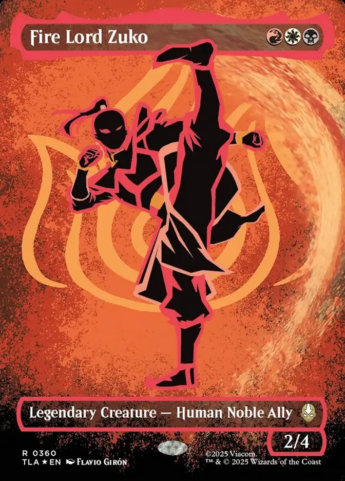 2025 Avatar: The Last Airbender Fire Lord Zuko rare #360 rare card image