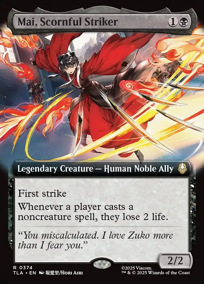 2025 Avatar: The Last Airbender Mai, Scornful Striker rare #374 rare card image