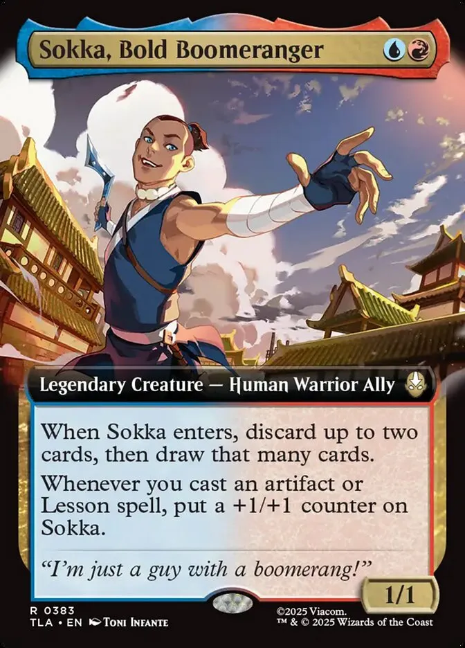 2025 Avatar: The Last Airbender Sokka, Bold Boomeranger rare #383 rare card image