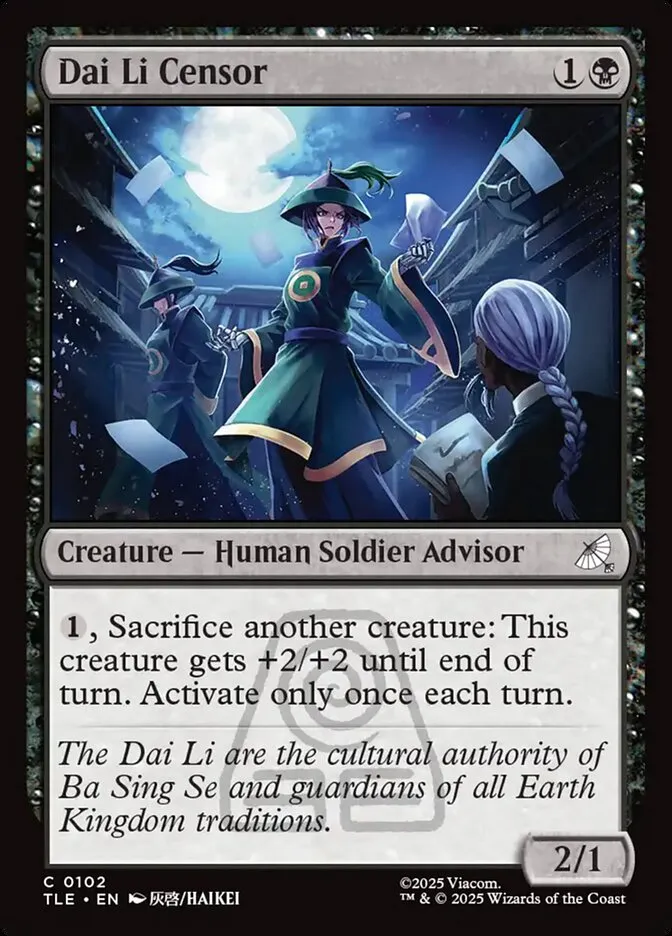 2025 Avatar: The Last Airbender Eternal Dai Li Censor #102 common card image