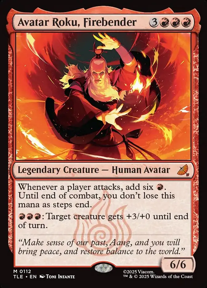 2025 Avatar: The Last Airbender Eternal Avatar Roku, Firebender #112 mythic card image