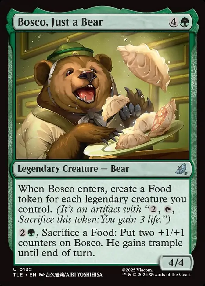 2025 Avatar: The Last Airbender Eternal Bosco, Just a Bear #132 uncommon card image