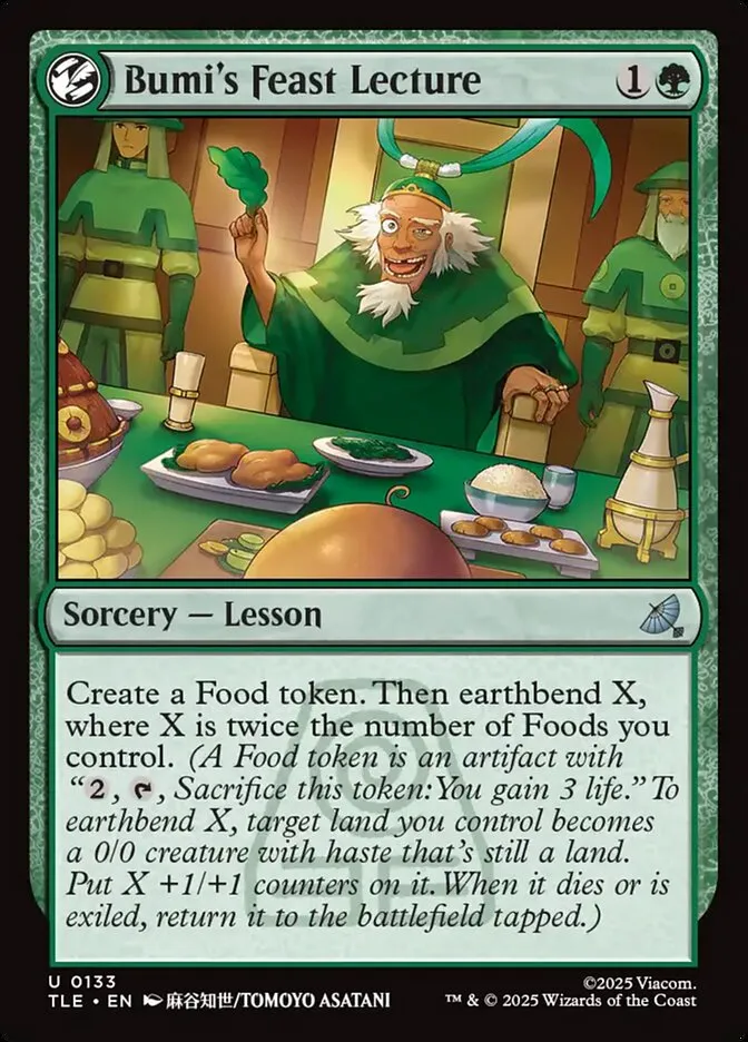 2025 Avatar: The Last Airbender Eternal Bumi's Feast Lecture #133 uncommon card image