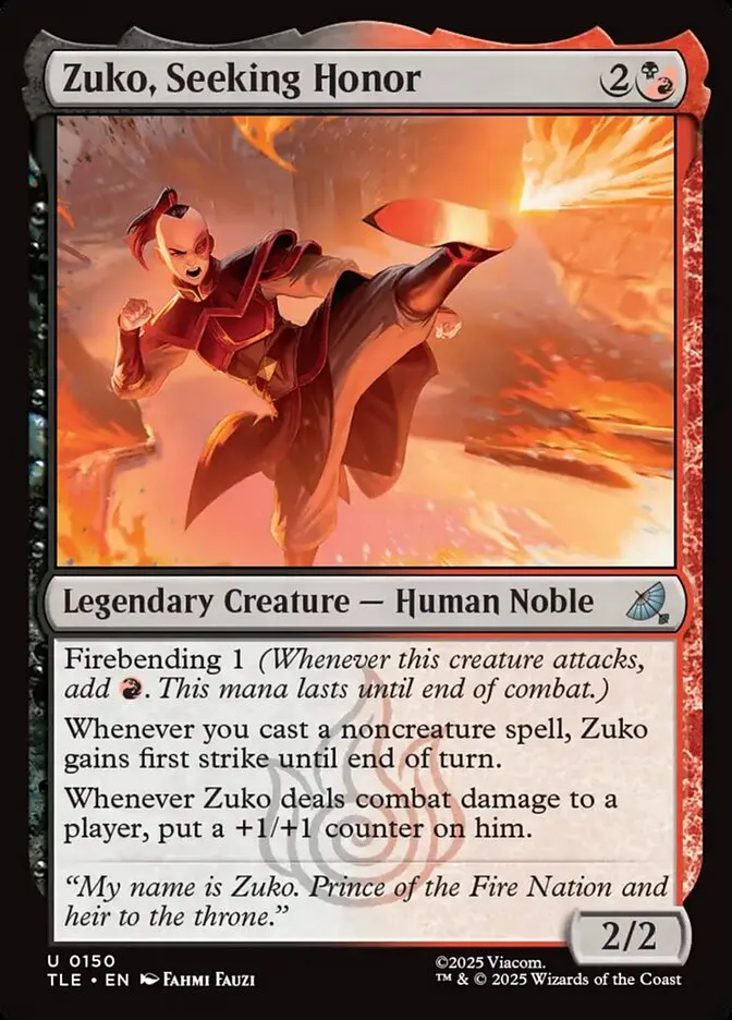 2025 Avatar: The Last Airbender Eternal Zuko, Seeking Honor #150 uncommon card image