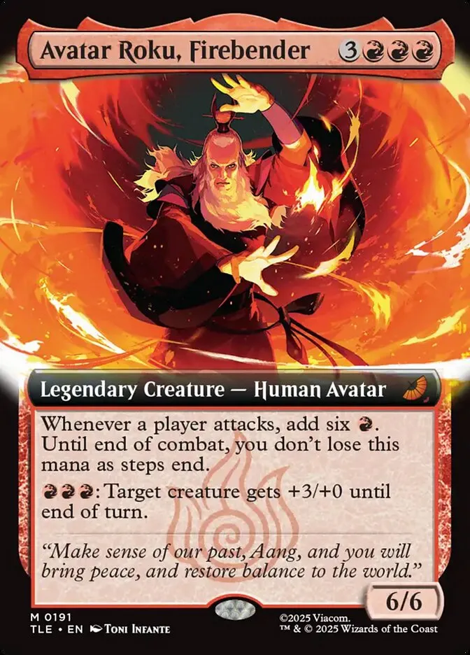 2025 Avatar: The Last Airbender Eternal Avatar Roku, Firebender #191 mythic card image