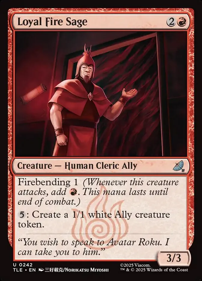 2025 Avatar: The Last Airbender Eternal Loyal Fire Sage #242 uncommon card image