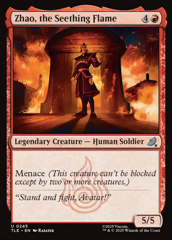 2025 Avatar: The Last Airbender Eternal Zhao, the Seething Flame #245 uncommon card image