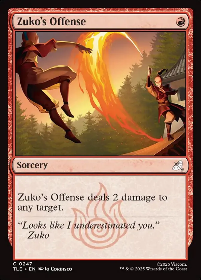 2025 Avatar: The Last Airbender Eternal Zuko's Offense #247 common card image