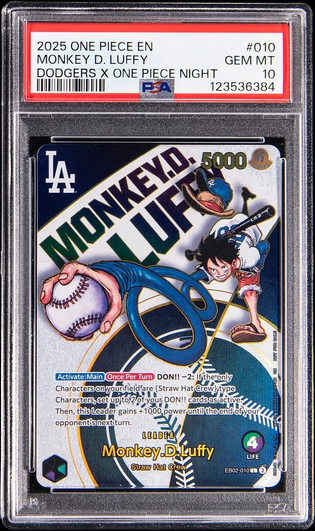 2025 One Piece Dodgers x One Piece Night Promo Monkey D. Luffy #EB02-010 card image
