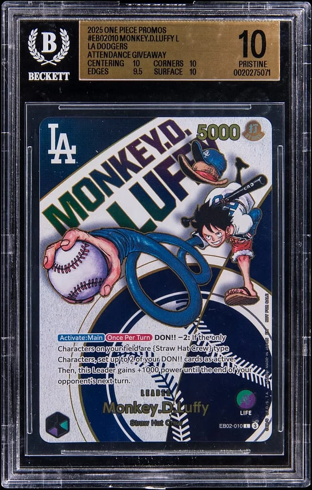 2025 One Piece Promos LA Dodgers Attendance Giveaway Monkey D. Luffy #EB02-010 card image