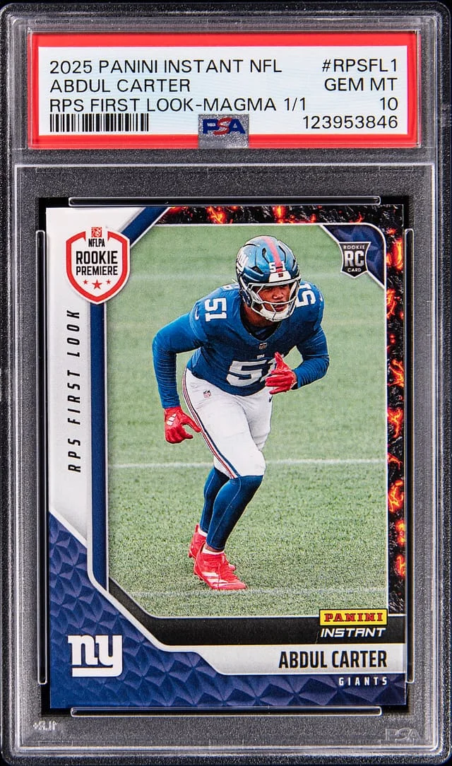 2025 Panini Abdul Carter Instant NFL RPS First Look Magma #RPSFL-1 card image