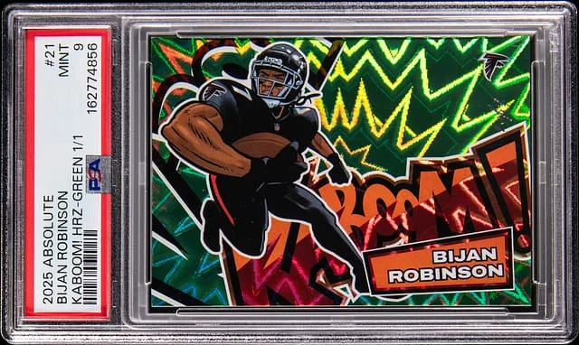 2025 Panini Absolute Bijan Robinson Kaboom Horizontal Green #21 card image