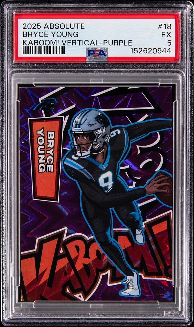 2025 Panini Absolute Bryce Young Kaboom! Vertical Purple #18 card image