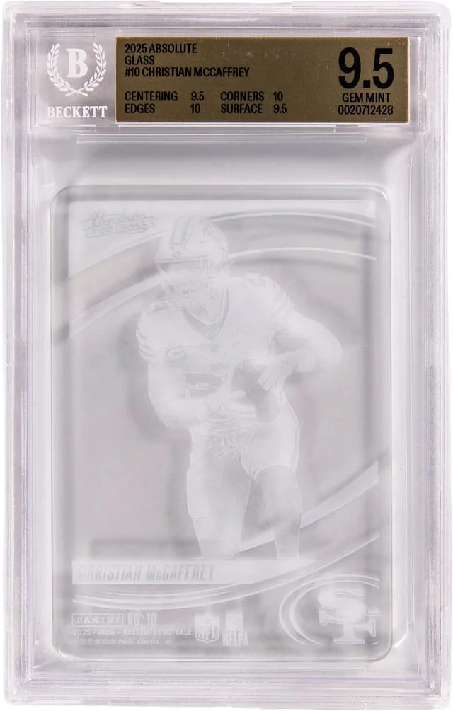 2025 Panini Absolute Christian McCaffrey Glass #10 card image