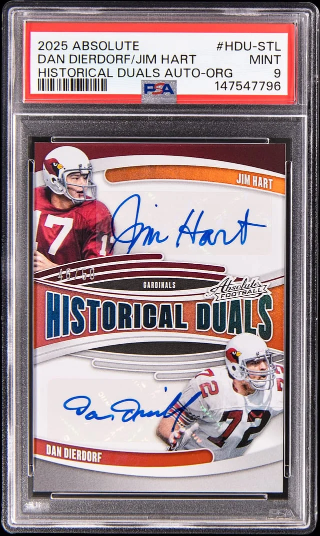2025 Panini Absolute Dan Dierdorf/Jim Hart Historical Duals Autograph Orange #HDU-STL card image