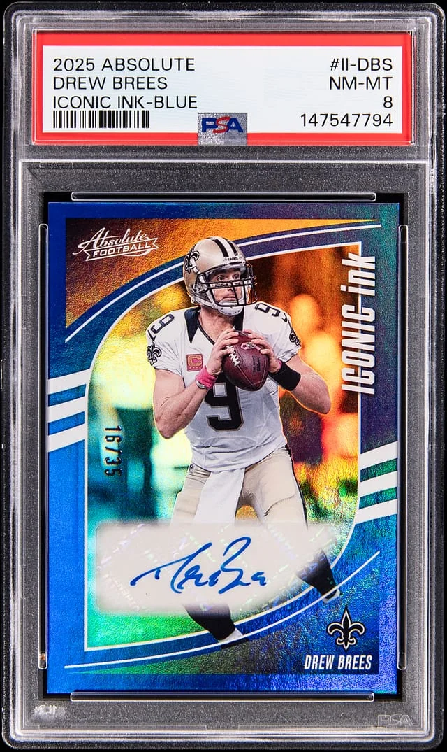 2025 Panini Absolute Drew Brees Iconic Ink Blue #II-DBS card image