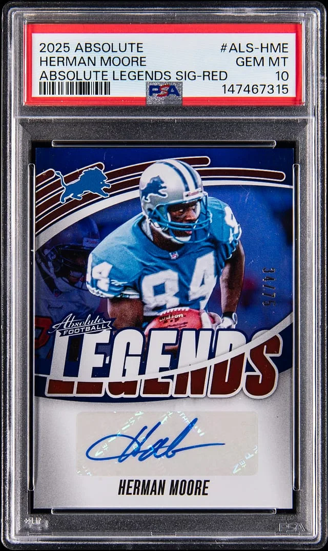 2025 Panini Absolute Herman Moore Absolute Legends Signature Blue #ALS-HME card image