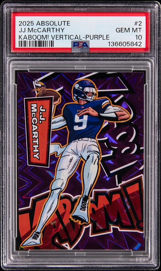 2025 Panini Absolute JJ McCarthy Kaboom! Vertical Purple #2 card image