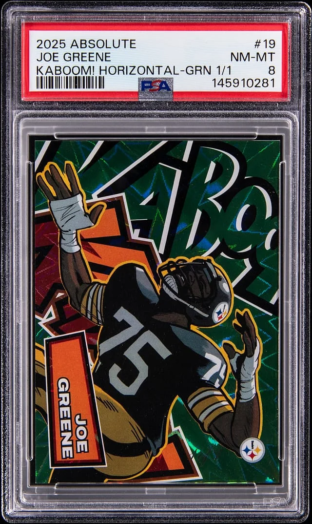2025 Panini Absolute Joe Greene Kaboom! Horizontal Green #19 card image